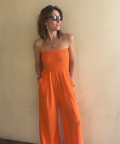 Combinaison unie smokée Julia orange