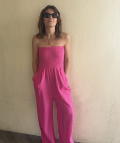 Combinaison unie smokée Julia fuchsia