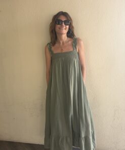 Robe nouée dos Selena kaki