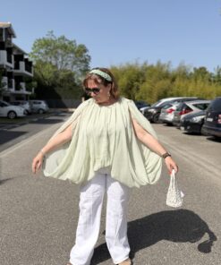 Blouse voile Athena vert d'eau