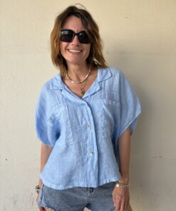 Chemise en lin Lana bleu ciel