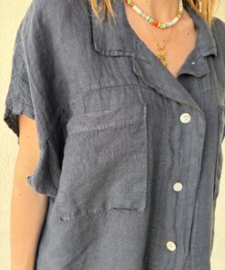 Alternative view of Chemise en lin Lana bleu marine