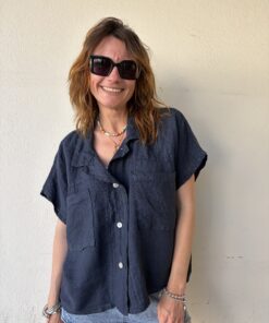 Chemise en lin Lana bleu marine
