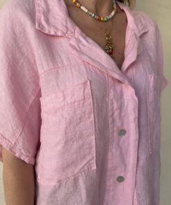 Alternative view of Chemise en lin Lana rose pâle