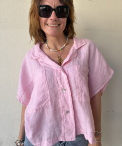 Chemise en lin Lana rose pâle
