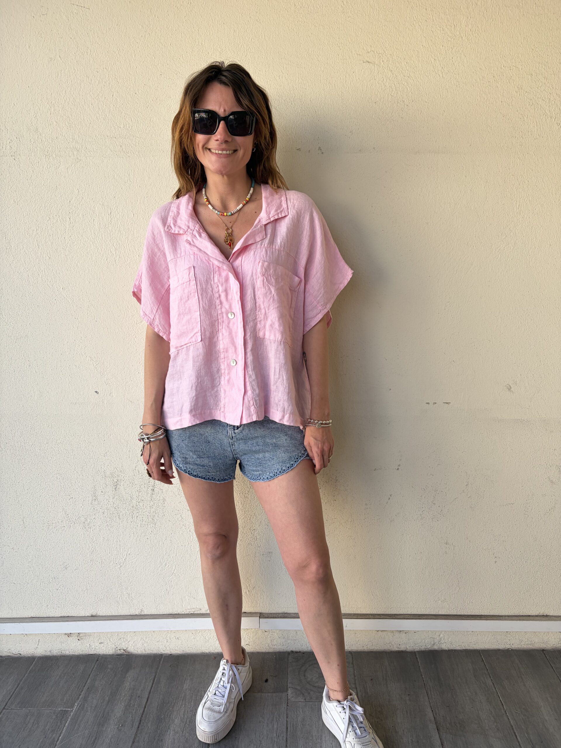 Chemise en lin Lana rose pâle – Image 4