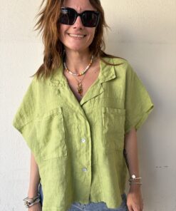 Chemise en lin Lana verte