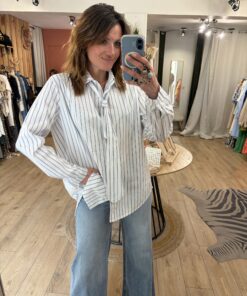 Chemise cravate longue à rayures Léa