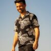 Chemise brodée fleurs Ethan noire