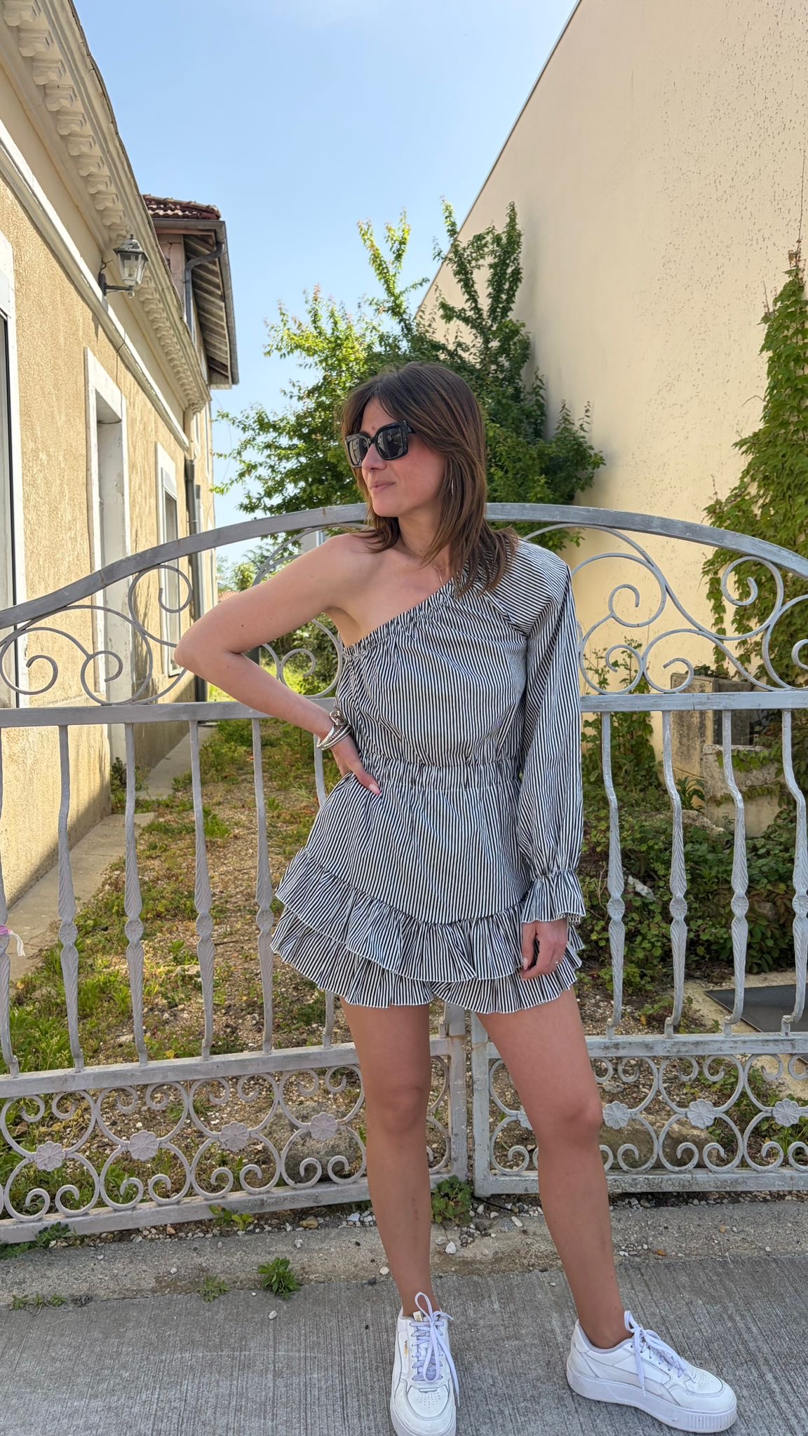 Combi short Una rayures noires
