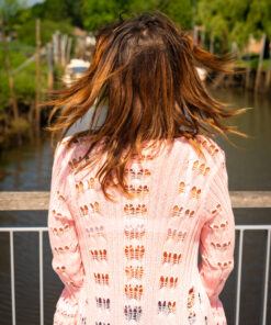 Alternative view of Gilet long crochet bohème Marie rose