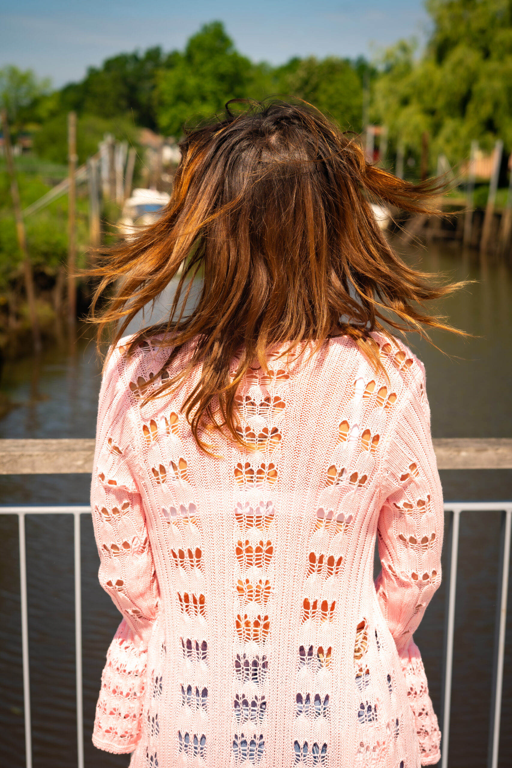 Gilet long crochet bohème Marie rose – Image 2