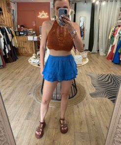 Alternative view of Jupe short Laura bleu roi