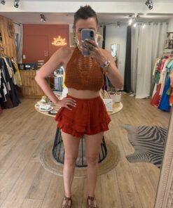 Alternative view of Jupe short Laura terracotta