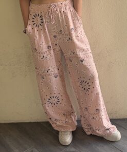 Pantalon bandana rose pâle