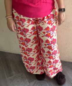 Pantalon blanc fleuri Flora