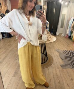Alternative view of Pantalon en lin Ilona jaune