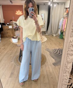 Alternative view of Pantalon en lin Ilona bleu ciel