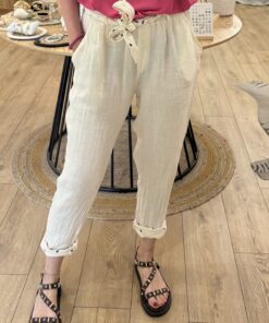 Pantalon à revers Lidia écru