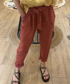 Pantalon à revers Lidia terracotta
