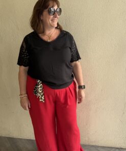 Alternative view of Pantalon fluide uni Lily rouge