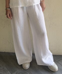 Pantalon en lin Ilona blanc