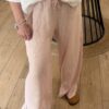 Pantalon en lin Ilona rose pâle