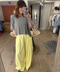 Pantalon fluide Lola jaune pâle