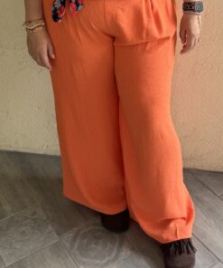 Pantalon fluide uni Lily orange