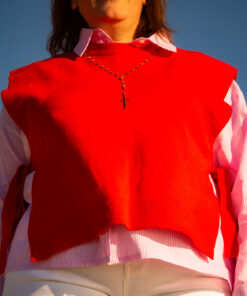 Pull sans manches à nouer Athéna rouge