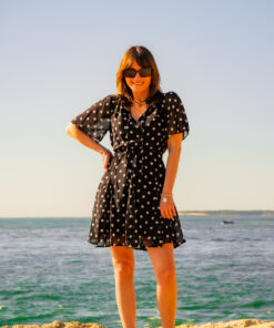 Robe courte à pois Charlotte noire