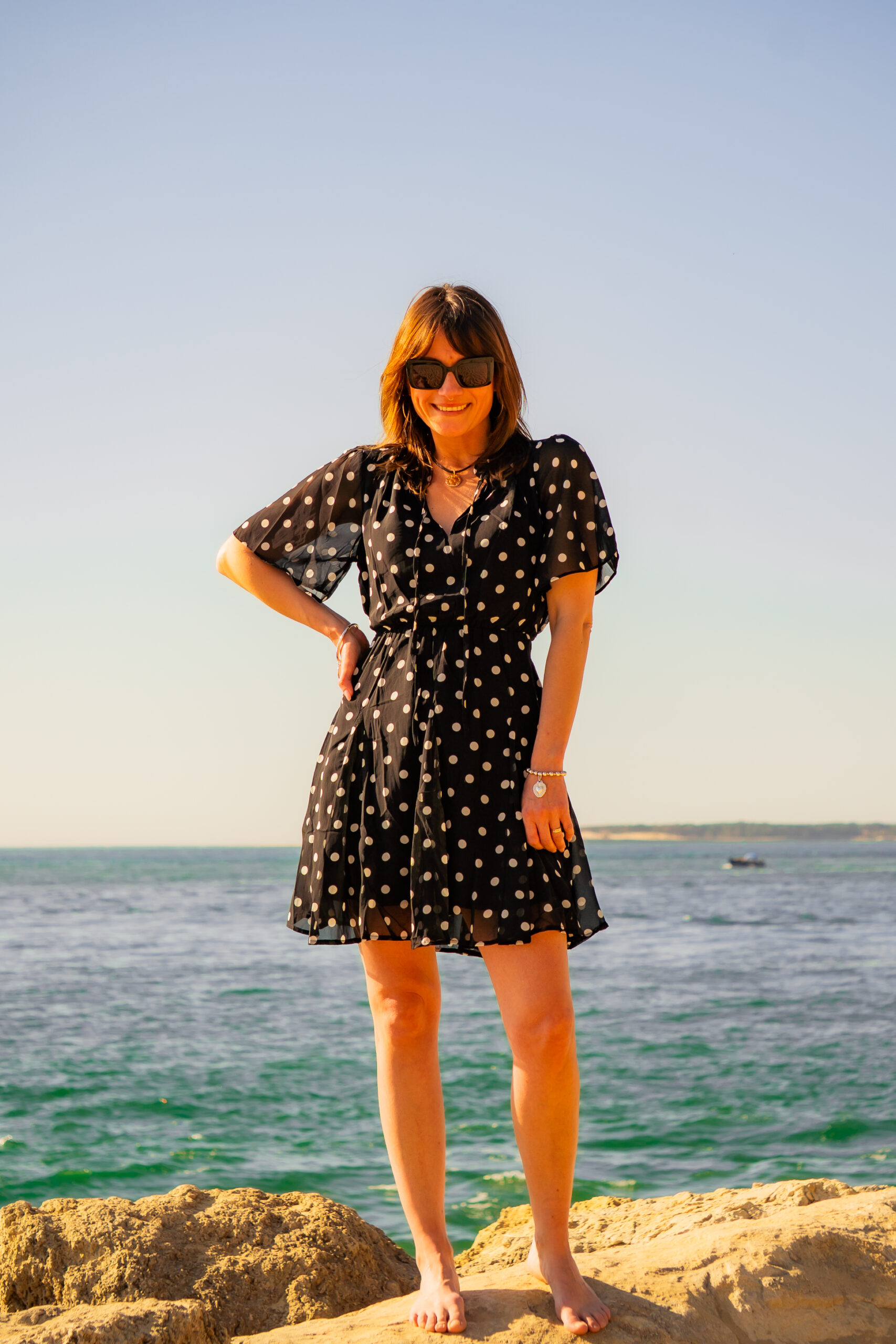 Robe courte à pois Charlotte noire