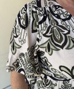 Alternative view of Robe fleurie blanc kaki Nora