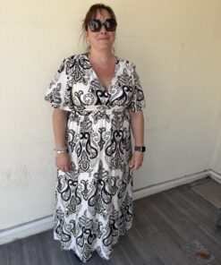 Robe fleurie blanc kaki Nora