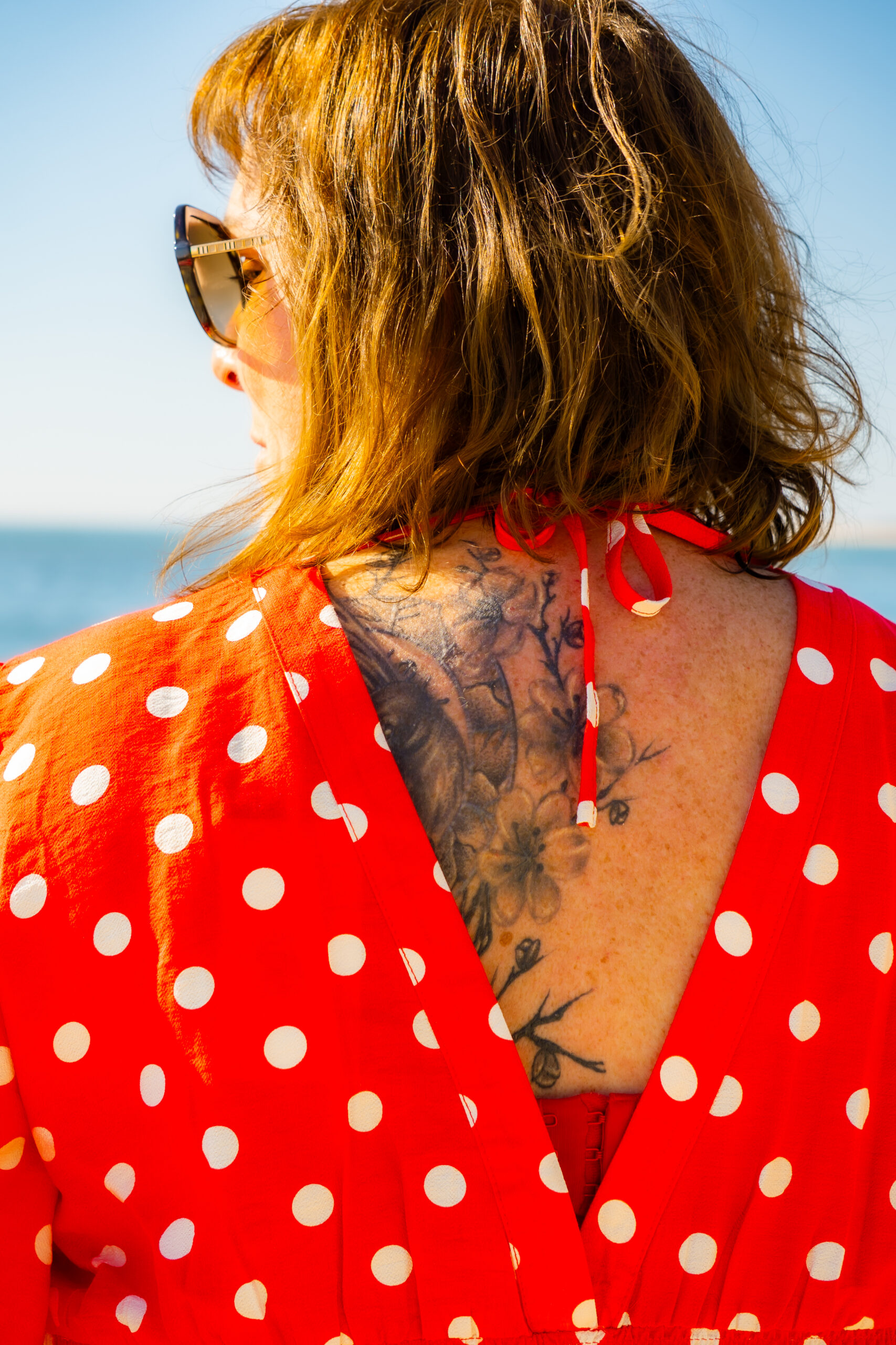 Robe longue à pois Lena rouge – Image 3