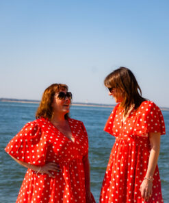 Robe longue à pois Lena rouge