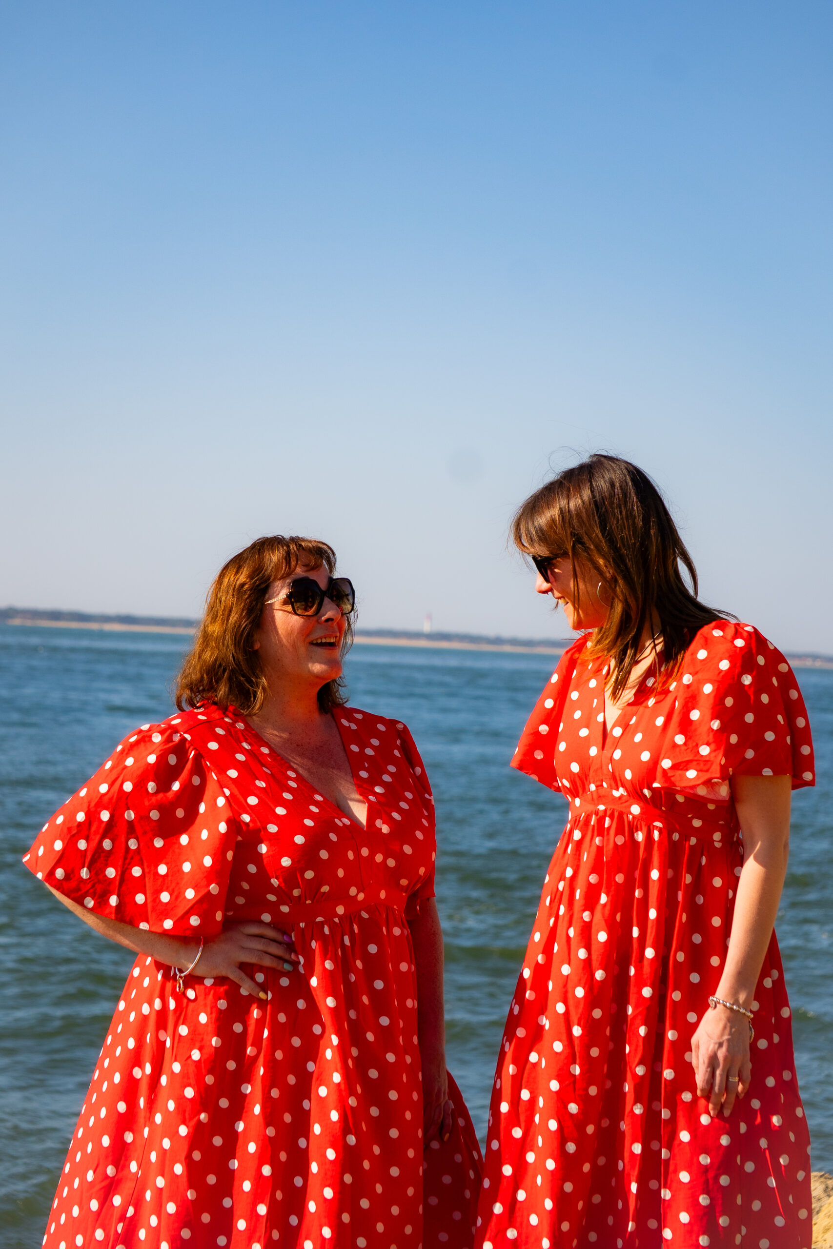 Robe longue à pois Lena rouge