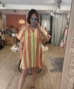 Robe Maya fuchsia et jaune