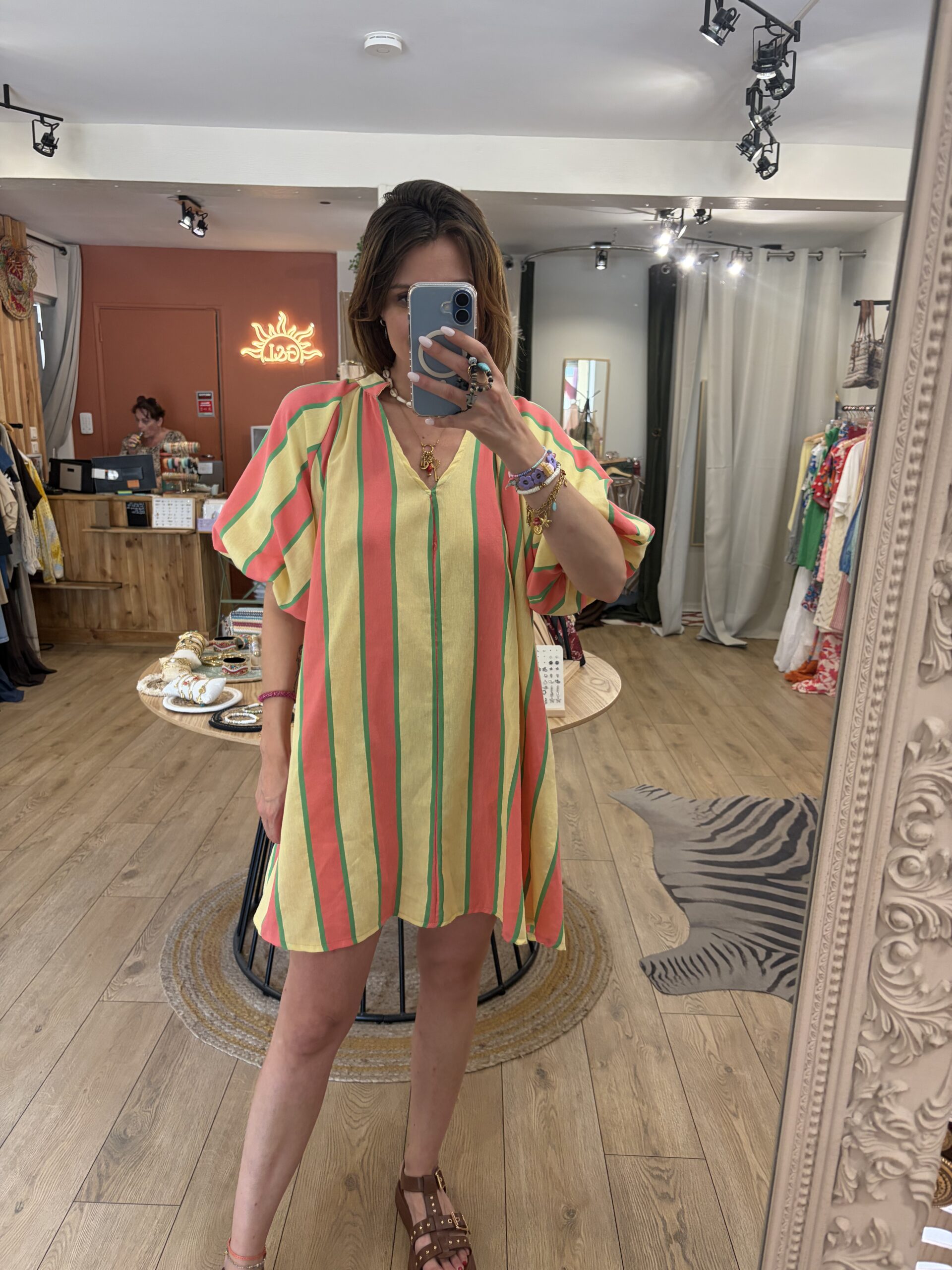 Robe Maya fuchsia et jaune