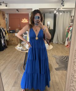 Robe longue Solena bleu électrique