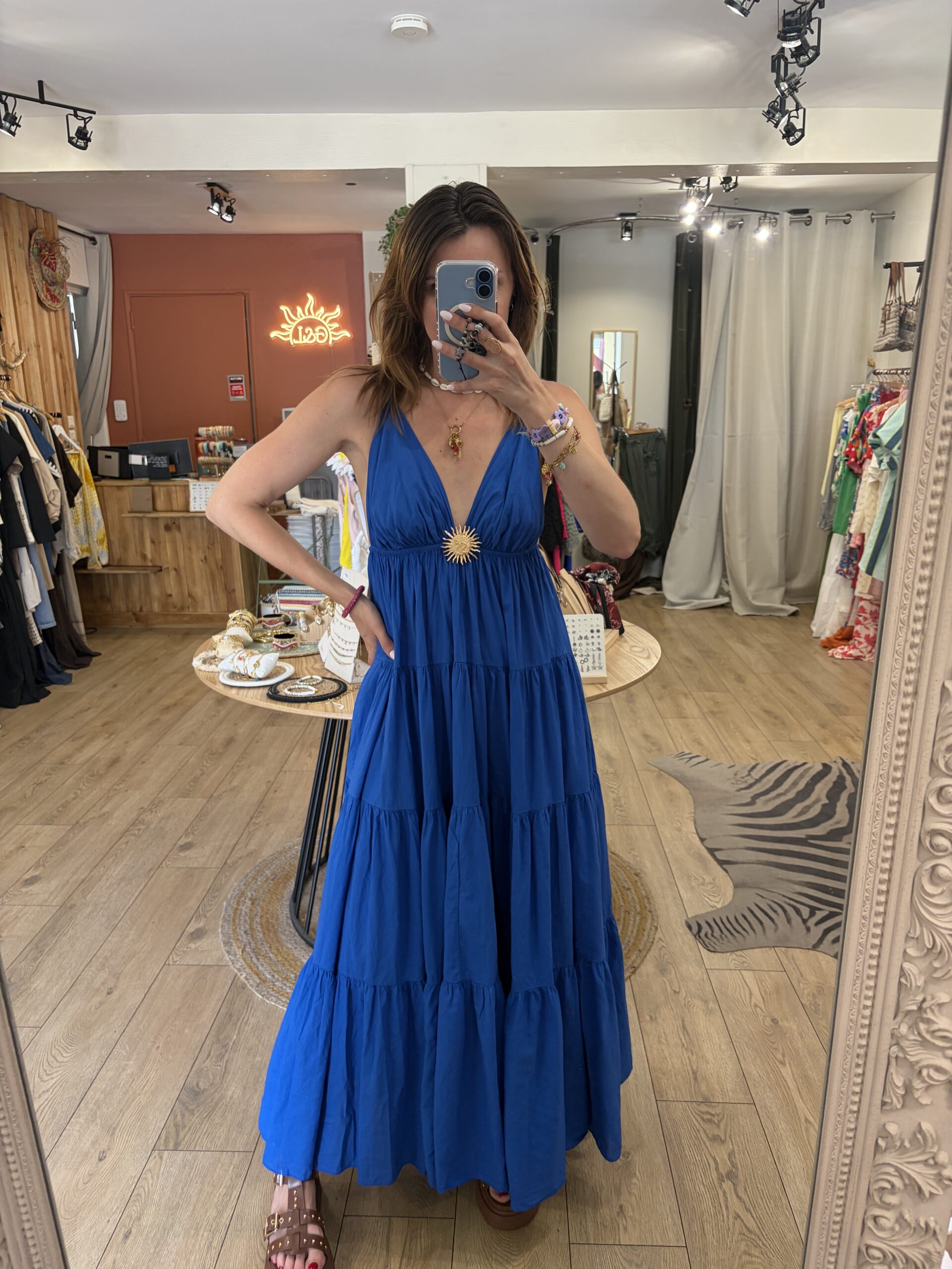 Robe longue Solena bleu électrique
