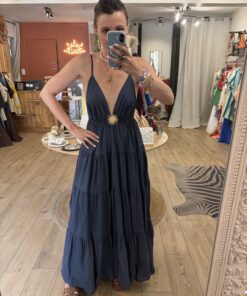 Robe longue Solena bleu marine