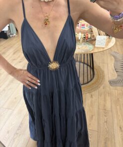 Alternative view of Robe longue Solena bleu marine