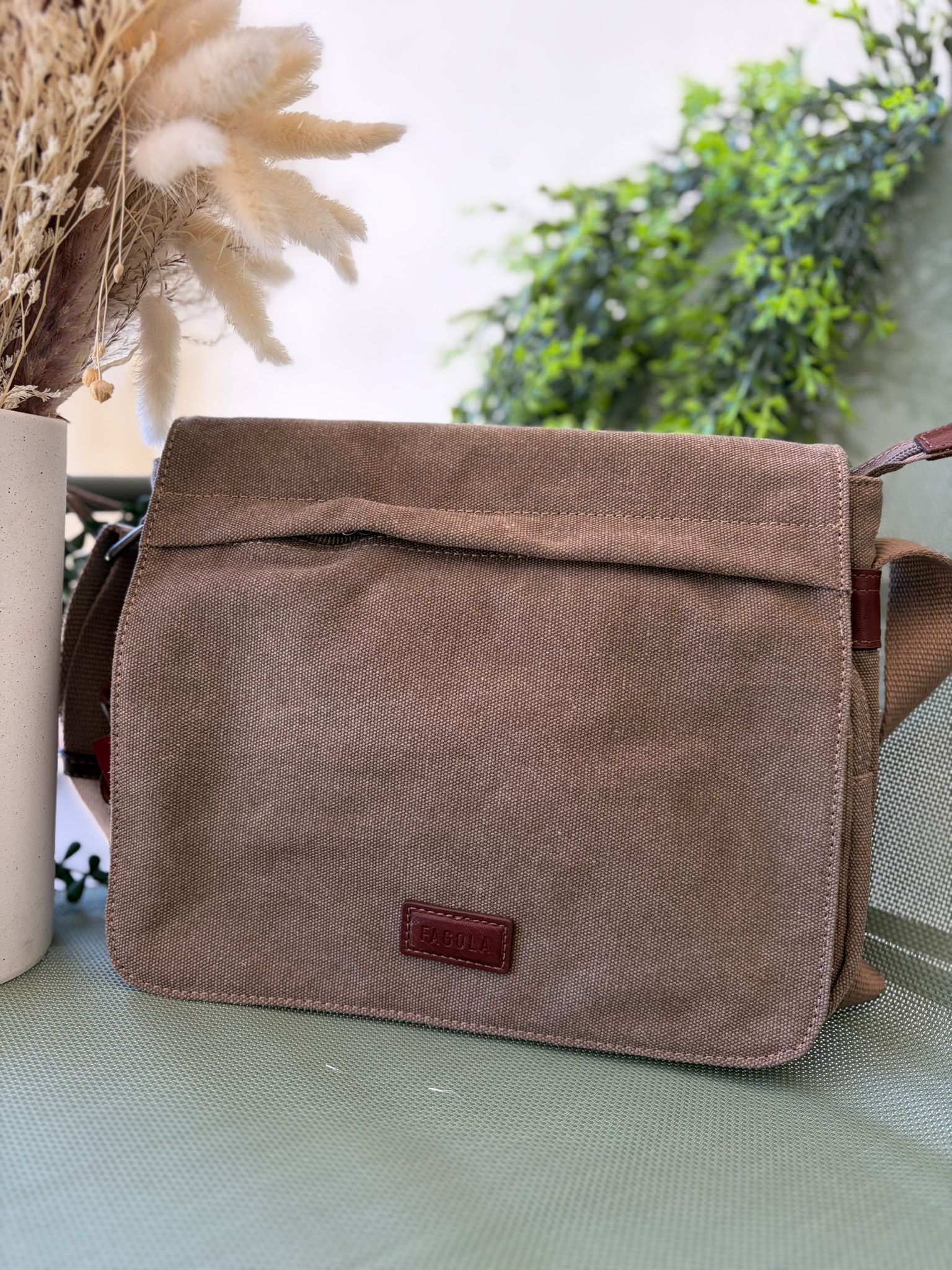 Sac reporter taupe homme