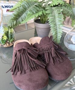 Sandales à franges Ela chocolat