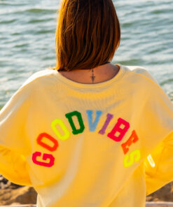 Sweat oversize Goodvibes jaune