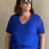 Top t-shirt dentelle Iris bleu électrique