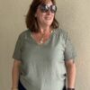 Top t-shirt dentelle Iris kaki