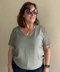 Top t-shirt dentelle Iris kaki
