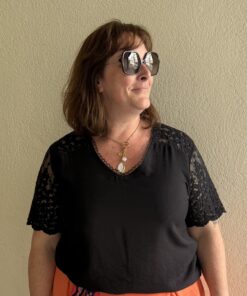 Top t-shirt dentelle Iris noir